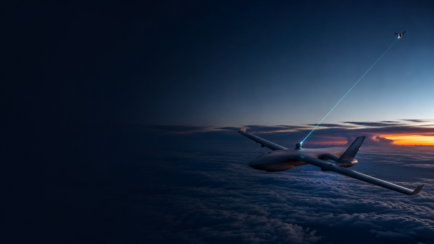 Illustration d’un drone longue endurance connecté par liaison optique